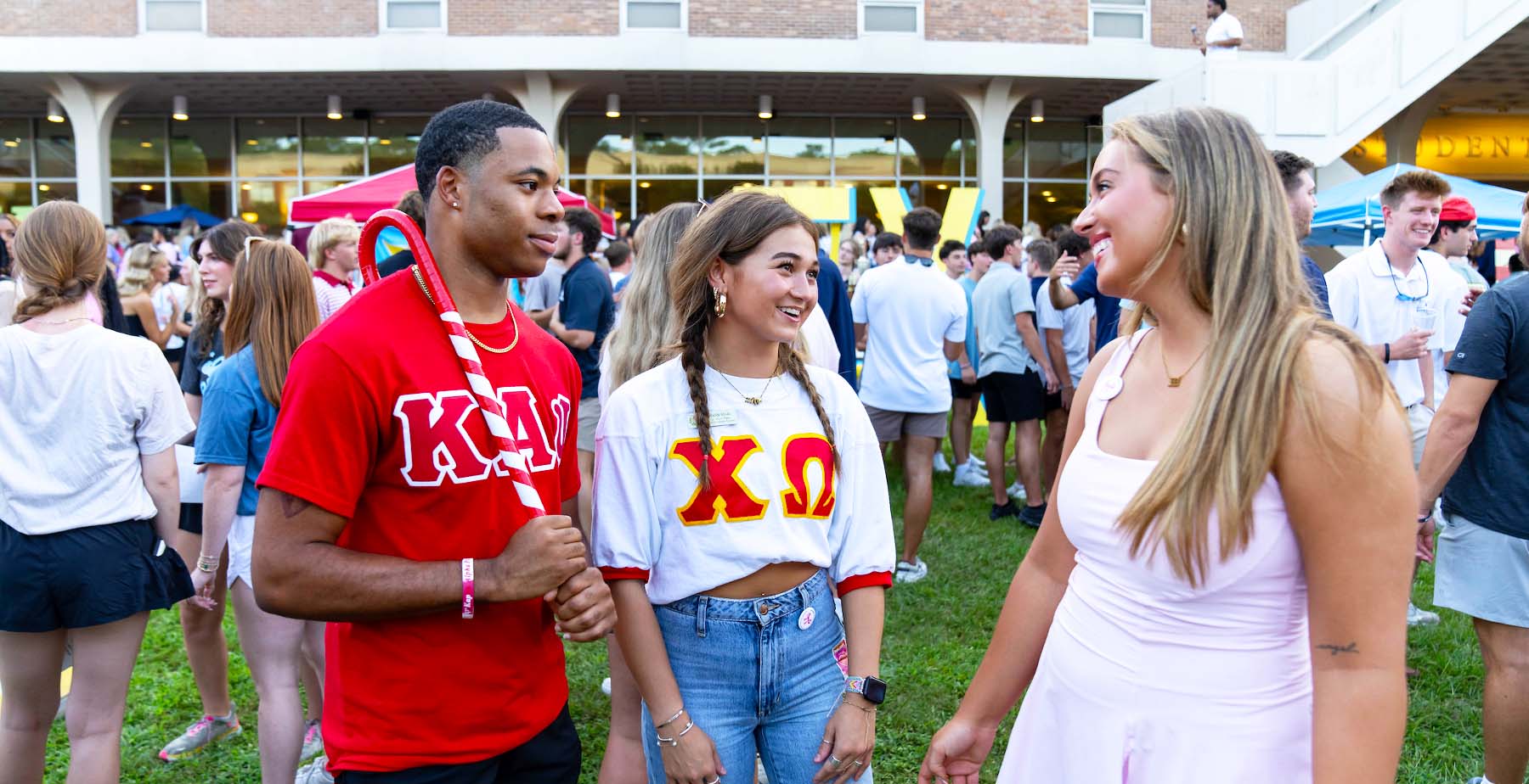 ​University of South Alabama students gathering in front of the Student Center