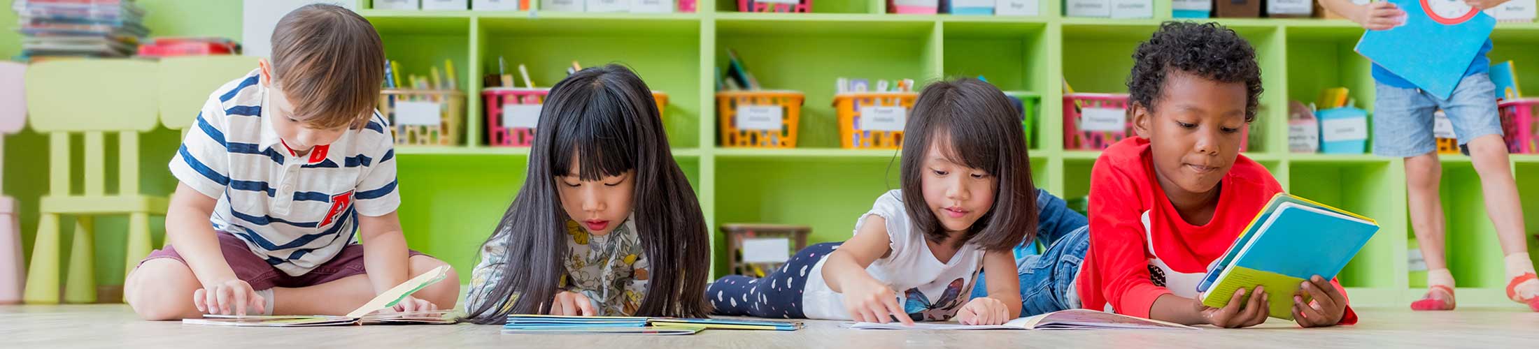 Children reading in the Literacy Center.