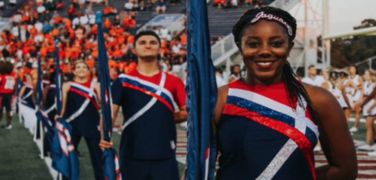 Color Guard performing at game.