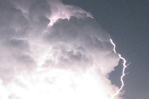 View of sky with lightening.