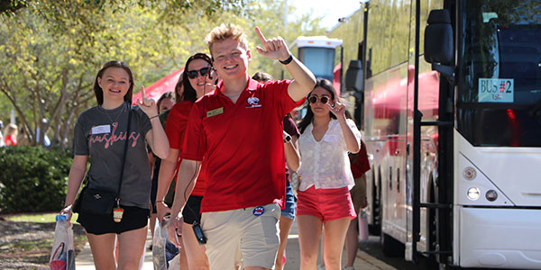 Students on tour on campus.
