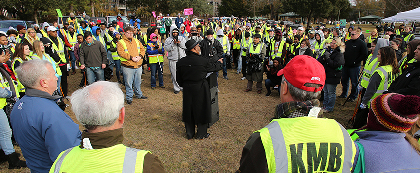 Man speaking at MLK Services