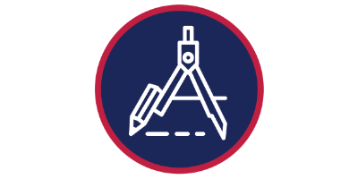 blue circle with math compass icon