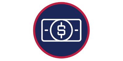 blue circle with money icon