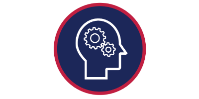 blue circle with head and gears icon