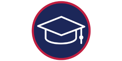 blue circle with mortar board icon