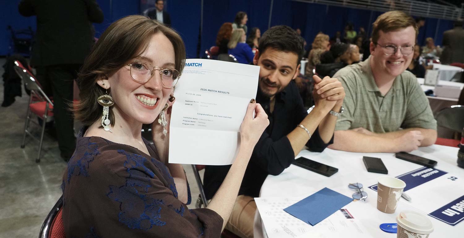 medical student finding where she placed during Match Day