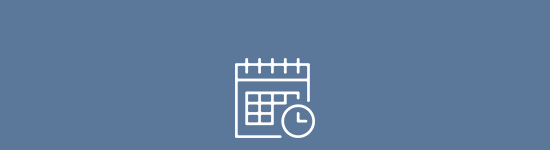 Calendar with clock icon.
